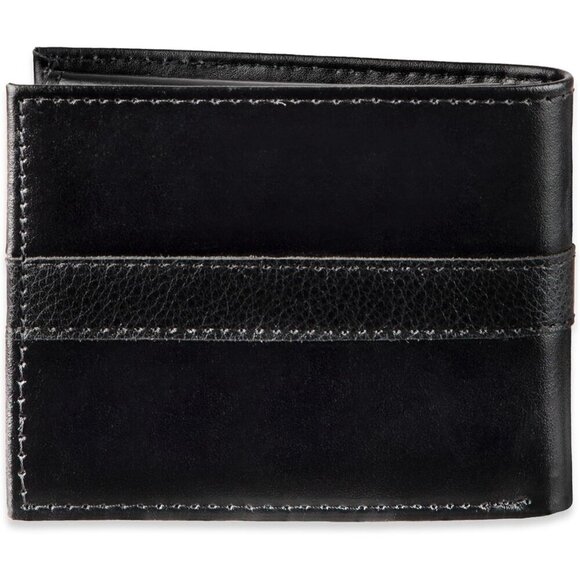 Men Black Classic Bifold Wallet with ID Window and Multiple Card Slots - Picture 5 of 7